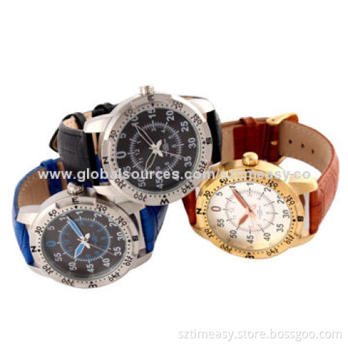Brand Watch with Comfortable Leather Band, Stainless Steel Case